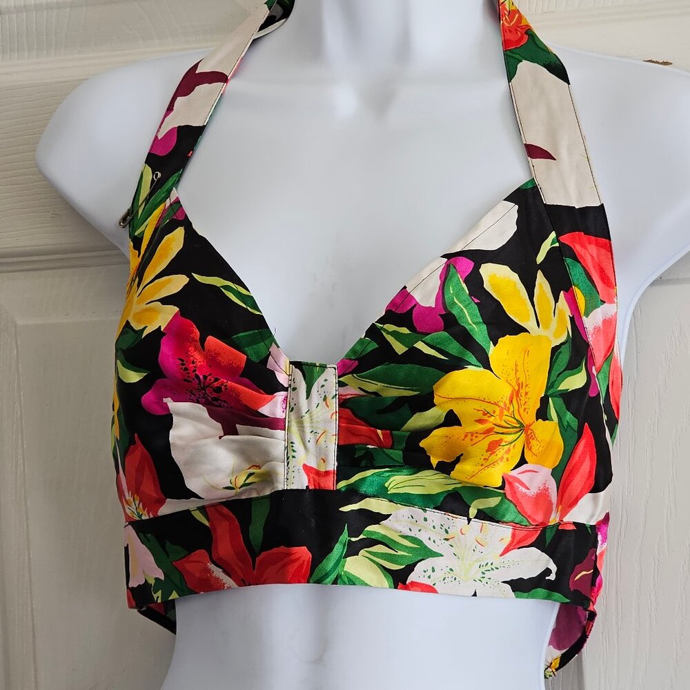 Vintage 100% silk floral bra top